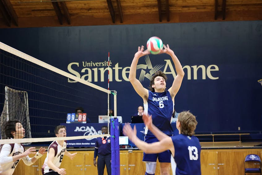 As the team’s setter, Josh Aucoin of Bedford was a key cog in helping the Sainte-Anne Dragons win the school’s first Atlantic Collegiate Athletic Association men’s volleyball championship since 1997. CONTRIBUTED
