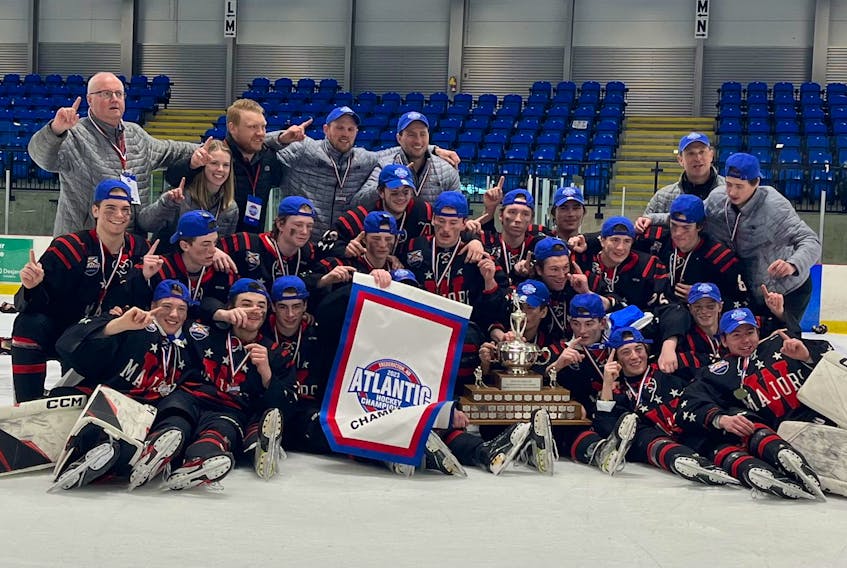 The Weeks Majors captured the Atlantic AAA Under-18 hockey championship in Fredericton on Sunday. The Weeks were one of five Nova Scotia teams to claim Atlantic banners. They were joined by the Northern Subways Selects (Under-18 female), The Gulls (Under-15 male), Pictou County Crushers (Under-13 male) and |Metro West Force Warriors (Under-13 female).