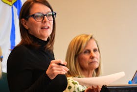 Amanda McDougall-Merrill, left, with CAO Marie Walsh: "We can’t use borrowed money (from our capital funds) and apply it to the operating side — which is really unfortunate," Walsh said. IAN NATHANSON/CAPE BRETON POST