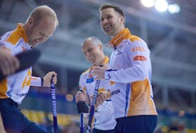 Team Gushue will wrap their season at the 2023 KIOTI Tractor Champions Cup event being held in Regina, Sask next week. Earlier this month, the team captured their third Pinty’s Cup championship after edging out Niklas Edin in a tie-break. Photo courtesy Anil Mungal/Grand Slam of Curling