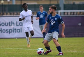 HFX Wanderers first-year midfielder Lorenzo Callegari dribbles the ball during an exhibition match against Montverde Academy in Montverde, Fla., on March 18. The French-born Callegari comes to the Canadian Premier League after nine seasons of playing professionally in Europe. - MONTVERDE ACADEMY