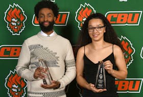 Osman Omar, left, and Alliyah Rowe were named the Cape Breton University athletics male and female athletes of the year for the 2022-23 season. Omar is a member of the men’s basketball team, while Rowe is part of the women’s soccer team. CONTRIBUTED/VAUGHAN MERCHANT, CBU ATHLETICS