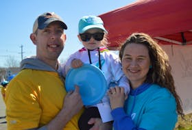Teal to Heal organizer Dena Edwards Wadden, right, with husband Mike and daughter Myka, at the inaugural Mother's Day run/walk event in 2022. IAN NATHANSON/CAPE BRETON POST