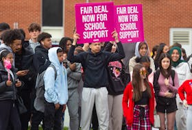 Dartmouth High students rally alongside CUPE members on the picket line outside the school on Friday, May 12, 2023.
Ryan Taplin - The Chronicle Herald