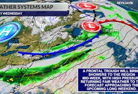 Showers will move through Atlantic Canada mid-week, with conditions improving ahead of the long weekend.