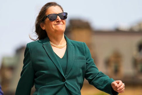 Finance Minister Chrystia Freeland heads to question period on Parliament Hill, May 15, 2023.