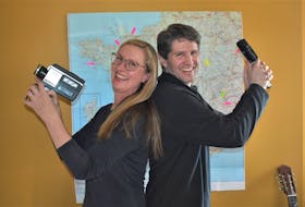 Kate Ward and John Kennedy have fun posing with main devices – a video recorder and microphone – in front of a map of France. The Truro artists have been selected for the prestigious International Artists and Writers Residence program at Chateau d’Orquevaux in Champagne-Ardenne, which goes from Aug. 17 to 31. Richard MacKenzie