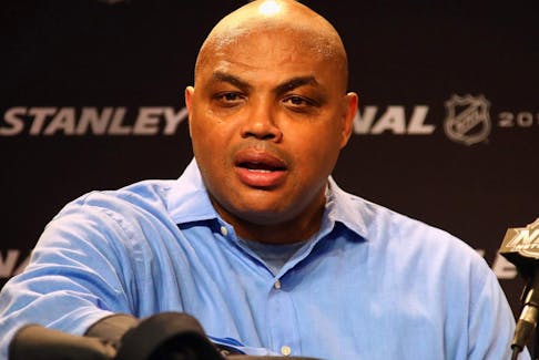 Former NBA player Charles Barkley speaks during a press conference.