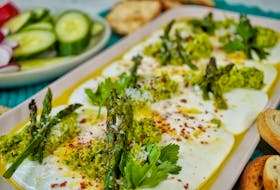 Garnish this springtime platter with some reserved tips of roasted asparagus, Aleppo chili flakes, additional Parmesan, olive oil and parsley. Contributed