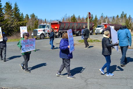 'Our concerns not being heard': Cape Breton coalition group halt trucks to protest lack of dedicated coal road