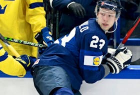 Finland defenceman Nikolas Matinpalo during the IIHF ice hockey men's world championships.