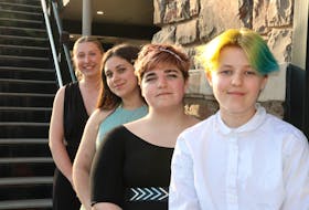 Some of the candidates in the Annapolis Valley Apple Blossom Festival’s spotlight on youth gave speeches during the May 24 opening ceremonies in Kentville. From left are Payton Tupper, Emily Redmond, Leah Asbury and Nyx Kucharski.
Jason Malloy