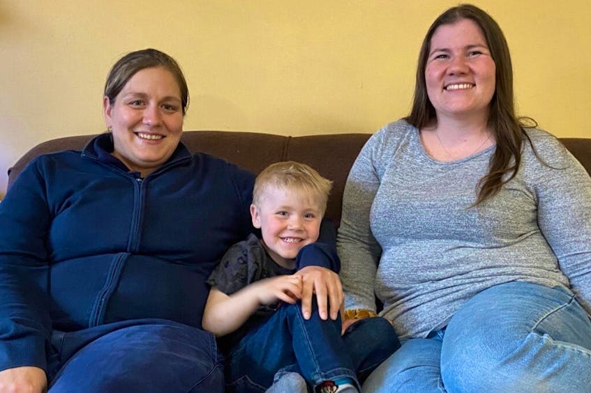 Ty Doucette, centre, was diagnosed with acute myeloid leukemia when he was seven months old. His parents Dianna, left, and Nichole never expected their son would be so sick at such a young age.