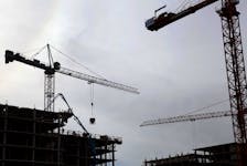 February 24, 2012--Cranes at a construction site on Washmill Lake Drive in Halifax on Friday. (INGRID BULMER/Staff)