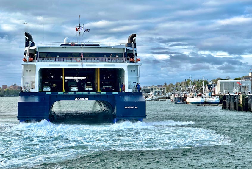The Cat ferry arrives in Yarmouth harbour after making its first crossing of the 2023 season from Bar Harbor, Maine. TINA COMEAU