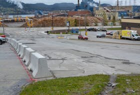 The Sterling Group, owners of the Millbrook Mall in Corner Brook, have put up barricades to prevent traffic from using this section of its property next to the Herald Towers. The company is not saying if it will reopen the well-used roadway or if it has other plans for it. – Diane Crocker/SaltWire