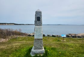 A monument to commemorate the lives lost in the shipwreck of the SS Atlantic 150 years ago overlooks the water of Lower Prospect and Terence Bay. Katy Jean