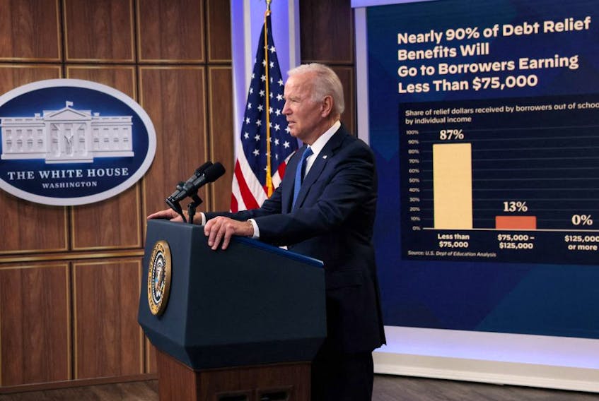 U.S. President Joe Biden delivers remarks about the student loan forgiveness program, at the White House in Washington, D.C., in 2022.