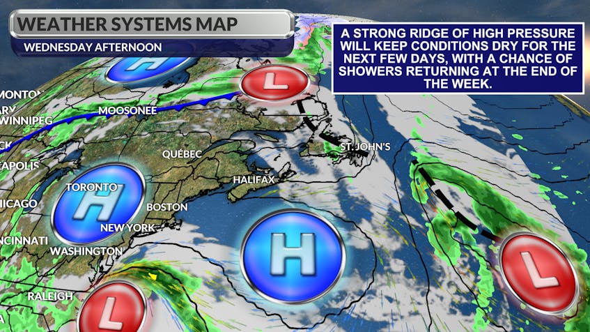 There’s little rain in the immediate forecast with a ridge of high pressure overhead for the next few days.