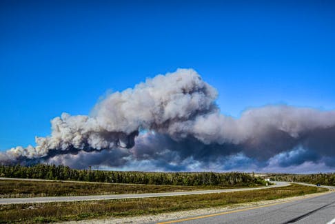 Smoke from a Barrington, N.S., wildfire could be seen filling the horizon on May 27. -Contributed/Frankie Crowell