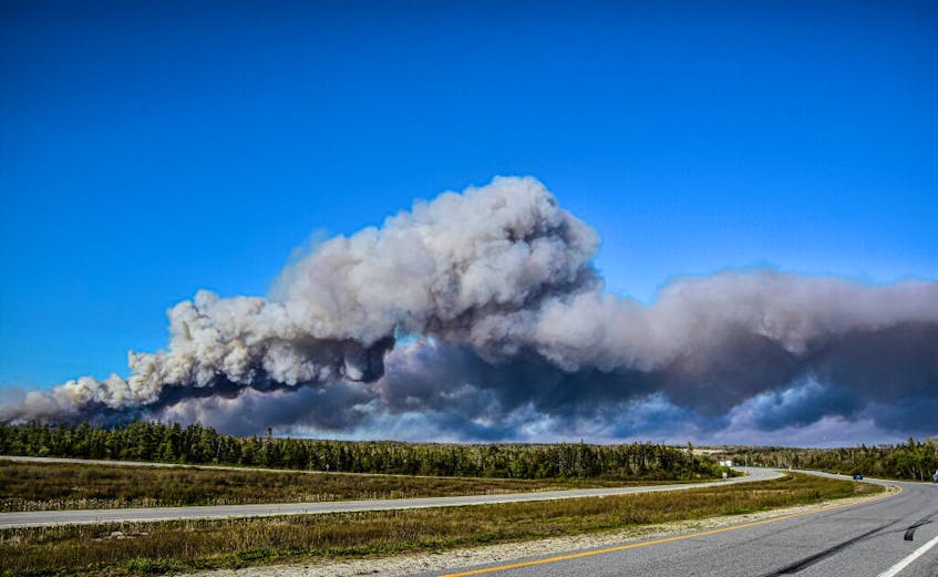 Smoke from a Barrington, N.S., wildfire could be seen filling the horizon on May 27. -Contributed/Frankie Crowell