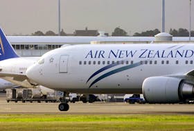 An Air New Zealand passenger jet taxis at Sydney's airport in Australia.