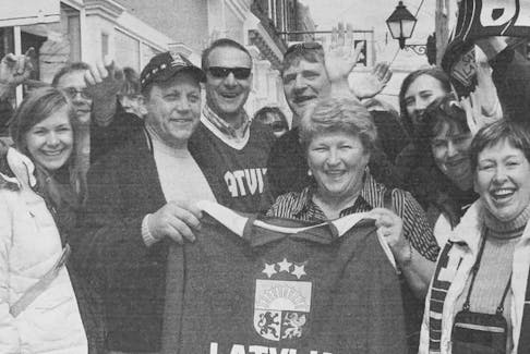 In 2008, Windsor Mayor Anna Allen, centre, greeted a busload of Latvians who came to town to visit the Windsor Hockey Heritage Museum. The visit was a side trip for the group, who had arrived in Halifax for the International Ice Hockey Federation’s world championships. Hundreds of visitors flocked to Windsor that week to learn more about the ‘Birthplace of Hockey’ claim.