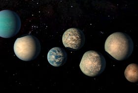 This illustration shows the seven Earth-sized and terrestrial planets of TRAPPIST-1, an exoplanet system about 40 light-years away from Earth, based on data current as of February 2018. The art highlights possibilities for how the surfaces of these intriguing worlds might look based on their calculated properties. Courtesy of NASA Image and Video Library
