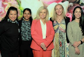 Laura Aguirre Polo, right, is pictured during techNL's Innovation Week with other female leaders and entrepreneurs who are driving the growth and diversity of St. John's technology ecosystem. - Contributed
