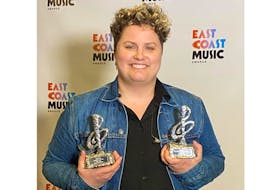 Kellie Loder won two awards on the first night of the 2023 East Coast Music Awards in Halifax — TD Fans' Choice Entertainer of The Year and Songwriter of The Year. Facebook photo by Manon Cormier.