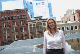 June 4, 2021--Photo of Dr. Lisa Barrett, for John DeMont column.
  Dr. Lisa Barrett joined columnist John DeMont for an interview on the roof of an office building on Barrington Street in Halifax in June 2021.