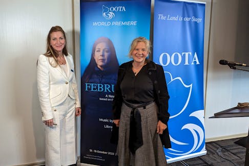 Opera on the Avalon's Cheryl Hickman (left) and writer Lisa Moore announced Wednesday, May 31 the creation of "February," an opera based on Moore's novel of the same name that will debut in October.