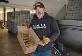 Wally MacPhee’s Bait Masters Inc. plant in Nine Mile Creek has been producing these bail sausages in its $1.4-million facility in Nine Mile Creek since April 2021. MacPhee, who co-owns the plant, had hoped to open a new market with their seal meant byproducts bait. However, Canada has been warned it might ban the import of any lobster or crab harvested by fish crews that use it in their traps. Dave Stewart • The Guardian