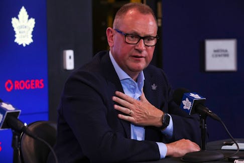 Brad Treliving is introduced as the new general manager of The Toronto Maple Leafs in Toronto on Thursday June 1, 2023.