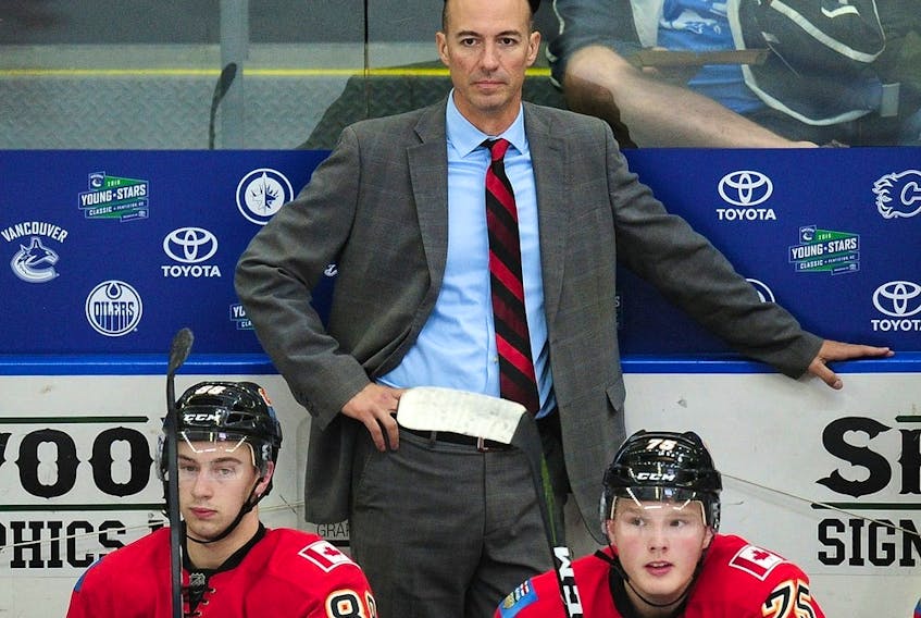Flames assistant coach Ryan Huska.