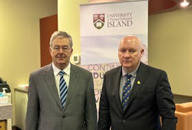 Pat Sinnott, the UPEI board of governors chair, left, and Greg Keefe, the interim president of UPEI, say progress is being made at the university with respect to policies such as the Sexual Violence Prevention and Response policy. Thinh Nguyen • The Guardian