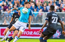 HFX Wanderers attacking forward Joao Morelli in action at a Canadian Championship match against CF Montreal in 2021 at the Wanderers Grounds. Morelli is expected to return to the Wanderers in July after suffering an ACL injury in April 2022. - CANADIAN PREMIER LEAGUE