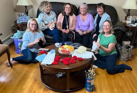 The MacKay’s Corner girls meet on a regular basis to work on their knitting projects. They are, from the left, Juanita Taylor, Gina Wadden, Monica MacDonald, Charlene Pelletier, Norma Currie, Anita MacDonald. CONTRIBUTED