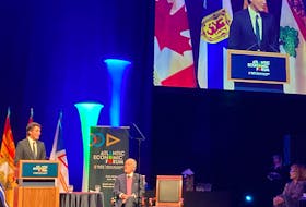 Justin Trudeau speaks Monday at the inaugural Atlantic Economic Forum, which is being hosted at St. Francis Xavier University's Brian Mulroney Institute of Government in Antigonish.
