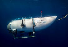 OceanGate's Titan submarine can accommodate five people — one pilot and four crew.  The vessel is missing somewhere near the site of the RMS Titanic. (OceanGate Expeditions image)