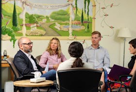 Dr. Aaron Keshen (left), co-director of the Nova Scotia Provincial Eating Disorder Service, leads a group session for adults at the QEII Health Sciences Centre. PHOTO CREDIT: Contributed