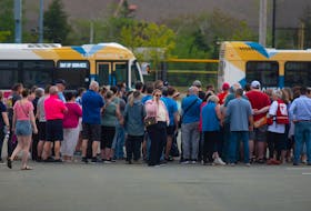 Evacuees from the Tantallon wildfire gather at the Canada Games Centre as they wait for buses that will take them to their neighbourhood to get their first look at the condition of their homes on Friday, June 2, 2023.
Ryan Taplin - The Chronicle Herald