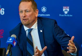 Philadelphia 76ers head coach Nick Nurse takes questions from the media at a press conference at the NBA basketball team's facility Thursday, June 1, 2023, in Camden, N.J. 