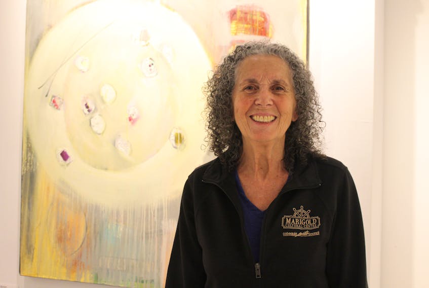 Farida Gabbani in the MacLellan and Moffat Financial Gallery, which holds monthly exhibits at the Marigold. Brendyn Creamer
