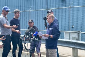 Kathy Fox, chair of the Transportation Safety Board, speaking with reporters on June 24. The TBS announced it will be investigating what happened leading up to the implosion of the Titan submersible from a safety perspective. Evan Careen/The Telegram