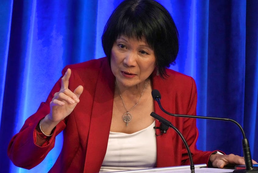  TEAM ROOT CAUSES: Toronto mayoral candidate Olivia Chow attends a mayoral debate in Toronto, on Wednesday, May 24, 2023. THE CANADIAN PRESS/Chris Young