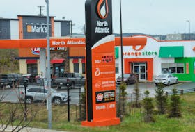 Following an overnight gas jump in price once again in the province as of 12:01 a.m. on Wednesday morning, May 18, 2022, the sign at the North Atlantic Orange Store outlet on Kelsey Drive in St. John’s, indicates the latest price for regular unleaded fuel at the pumps as $224.9ç/litre. Plus gasoline is now $227.9¢/litre, while Super fuel was $230.9¢/litre. For Barb Sweet story on how the prices of gasoline and diesel fuels are affecting the average folk. -Photo by Joe Gibbons/The Telegram