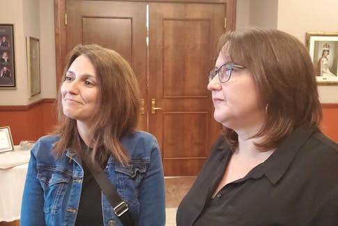 Gavin Estates residents Wendy Gallant, left, and Krista MacDougall are among those in their Summerside neighbourhood who are organizing against a rezoning application associated with a significant proposed housing development adjacent to their part of the city.
