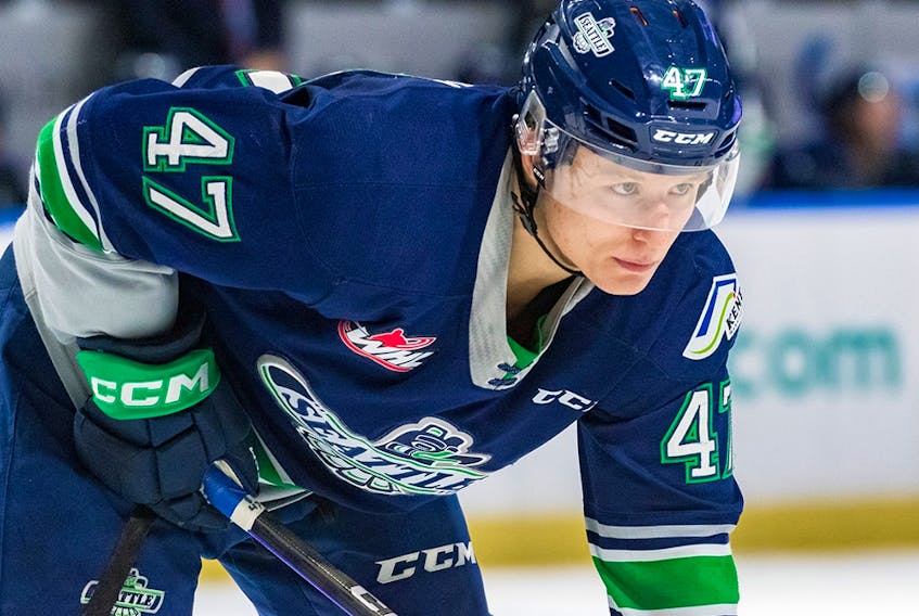 Calgary Flames prospect Lucas Ciona has had a standout season with the WHL Seattle Thunderbirds, collecting collecting 28 goals and 47 assists for 75 points in 63 games. 