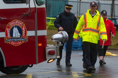 Deputy fire chief Dave Meldrum arrives for the start of the morning media briefing at the St. Margaret's Centre command post on Saturday, June 3, 2023.
Ryan Taplin - The Chronicle Herald